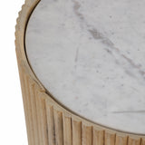 Prestonport White/Honey Storage Accent Table with Marble Top