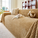 Thick Plush Non-Slip Sofa Throw Cover, Warm Soft Faux Fur Couch Protector for Winter