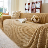 Thick Plush Non-Slip Sofa Throw Cover, Warm Soft Faux Fur Couch Protector for Winter