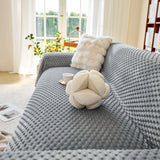 Thick Plush Non-Slip Sofa Throw Cover, Warm Soft Faux Fur Couch Protector for Winter
