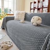 Thick Plush Non-Slip Sofa Throw Cover, Warm Soft Faux Fur Couch Protector for Winter