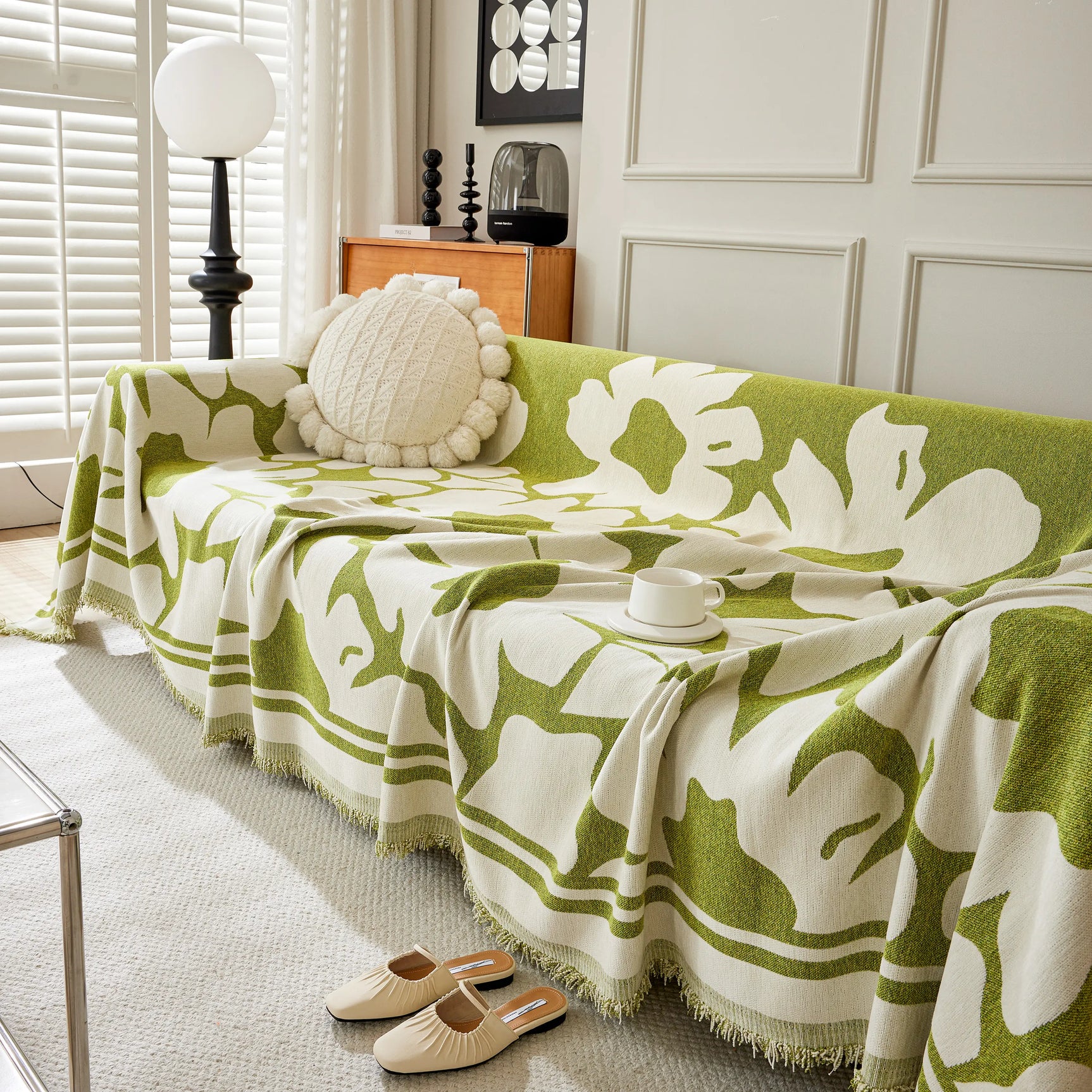 Chenille Floral Soft Thick Reversible Blanket Covers for Couch, Couch Protector Blanket Cover Sofa