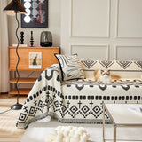 Boho Geometric Chenille Throw Sofa Cover Soft Textured Decorative Couch Blanket