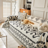 Boho Geometric Chenille Throw Sofa Cover Soft Textured Decorative Couch Blanket