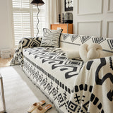 Boho Geometric Chenille Throw Sofa Cover Soft Textured Decorative Couch Blanket