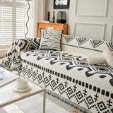 Boho Geometric Chenille Throw Sofa Cover Soft Textured Decorative Couch Blanket