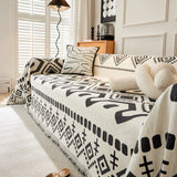 Boho Geometric Chenille Throw Sofa Cover Soft Textured Decorative Couch Blanket