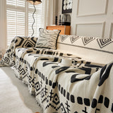 Boho Geometric Chenille Throw Sofa Cover Soft Textured Decorative Couch Blanket