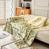 Boho Geometric Chenille Throw Sofa Cover Soft Textured Decorative Couch Blanket