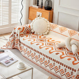 Boho Geometric Chenille Throw Sofa Cover Soft Textured Decorative Couch Blanket