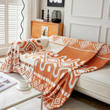 Boho Geometric Chenille Throw Sofa Cover Soft Textured Decorative Couch Blanket