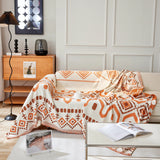 Boho Geometric Chenille Throw Sofa Cover Soft Textured Decorative Couch Blanket