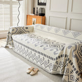 Boho Geometric Chenille Throw Sofa Cover Soft Textured Decorative Couch Blanket