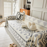 Boho Geometric Chenille Throw Sofa Cover Soft Textured Decorative Couch Blanket
