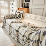 Boho Geometric Chenille Throw Sofa Cover Soft Textured Decorative Couch Blanket