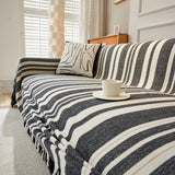 Striped Chenille Sofa Slipcover Throw, Soft Thick Washable Couch Cover Blanket