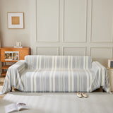 Striped Chenille Sofa Slipcover Throw, Soft Thick Washable Couch Cover Blanket