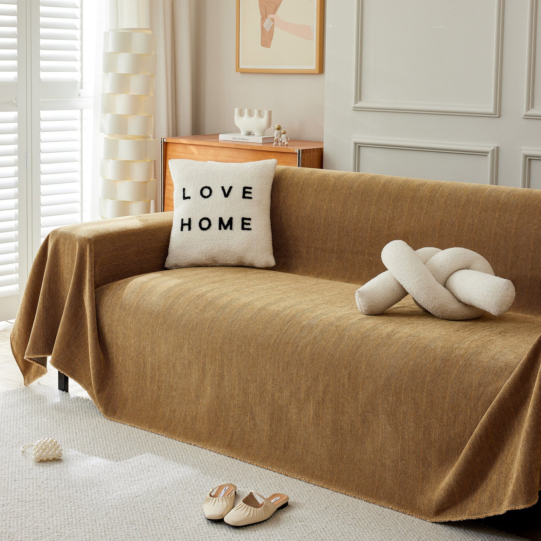 Herringbone Oversized Chenille Couch Throw Cover Sofa Slipcovers Couch Covers for Sectional Couches