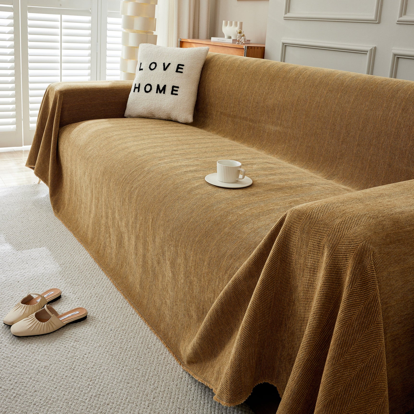 Herringbone Oversized Chenille Couch Throw Cover Sofa Slipcovers Couch Covers for Sectional Couches