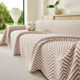 Three Layer Woven Soft Breathable Sofa Cover Blanket, Textured Chevron Couch Cover
