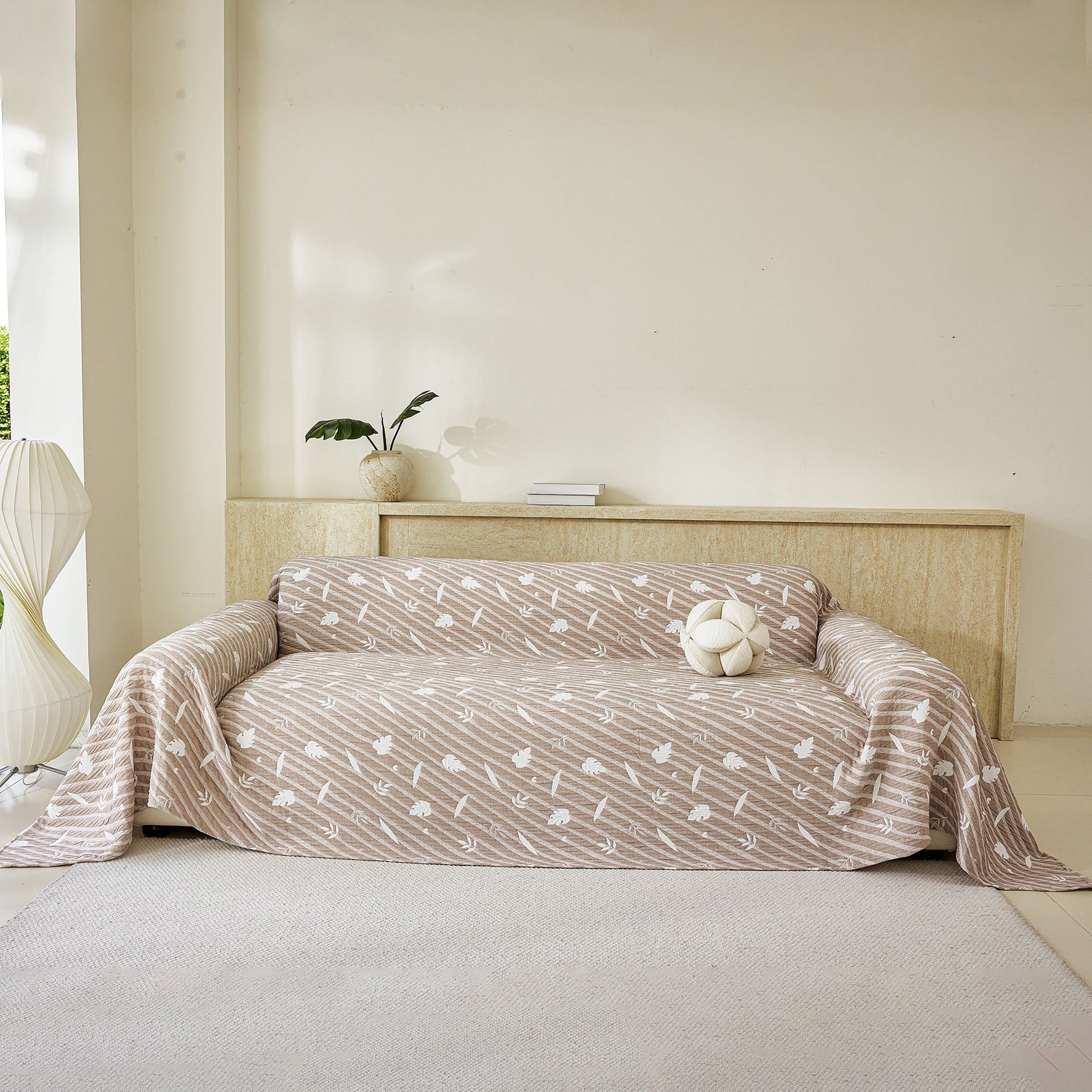 Soft Breathable Sofa Cover Blanket,Botanical Embossed Furniture Protector Throw Cover