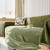 Chenille Thickened Solid Couch Blanket Throws, Reversible Couch Covers for Sectional Couches