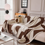 Modern Abstract Chenille Sofa Cover, Large Soft Throw Blanket with Tassels for Couch