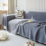 Chenille Thickened Solid Couch Blanket Throws, Reversible Couch Covers for Sectional Couches