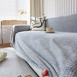 Chenille Thickened Solid Couch Blanket Throws, Reversible Couch Covers for Sectional Couches
