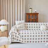 Geometric Jacquard Plush Warm Sofa Couch Cover Coral Fleece Throw Blanket for Couch