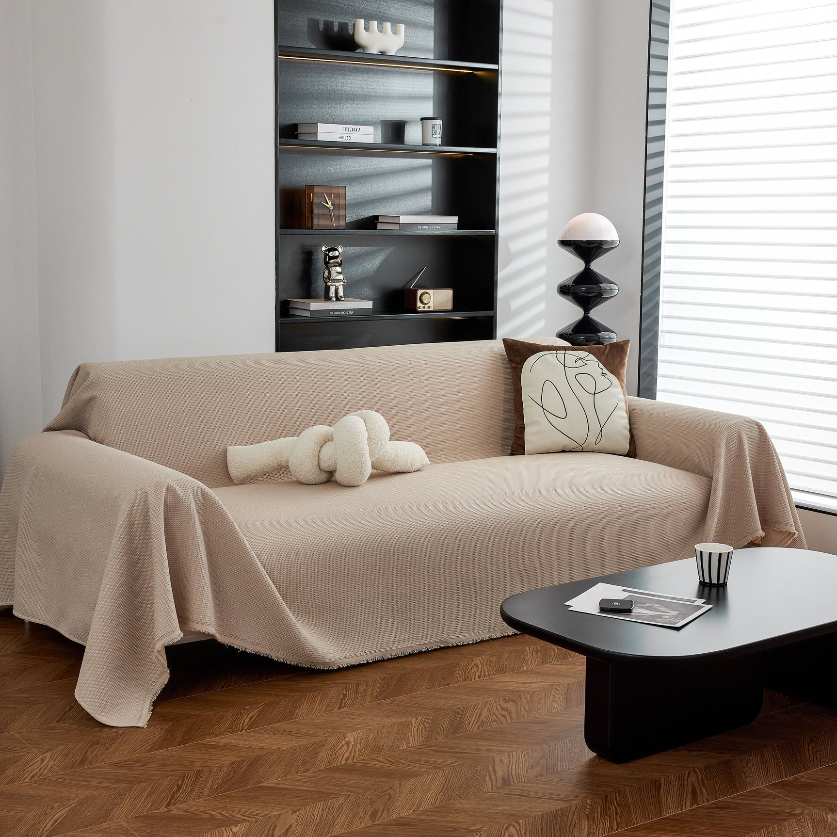 Waterproof Waffle Lattice Sofa Throw, Sofa Towel Cover for Couches, Simple Sofa Cover Blanket