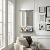 Foresta Black/Brown Large Metal and Wood Wall Shelf with Mirror