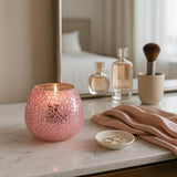 Bodfish Pink Glass Crackled Scented Candle