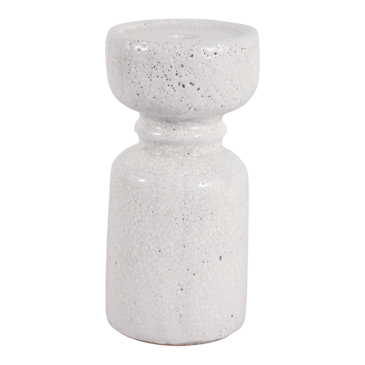 Bethune White Large Crackle Traditional Pillar Holder