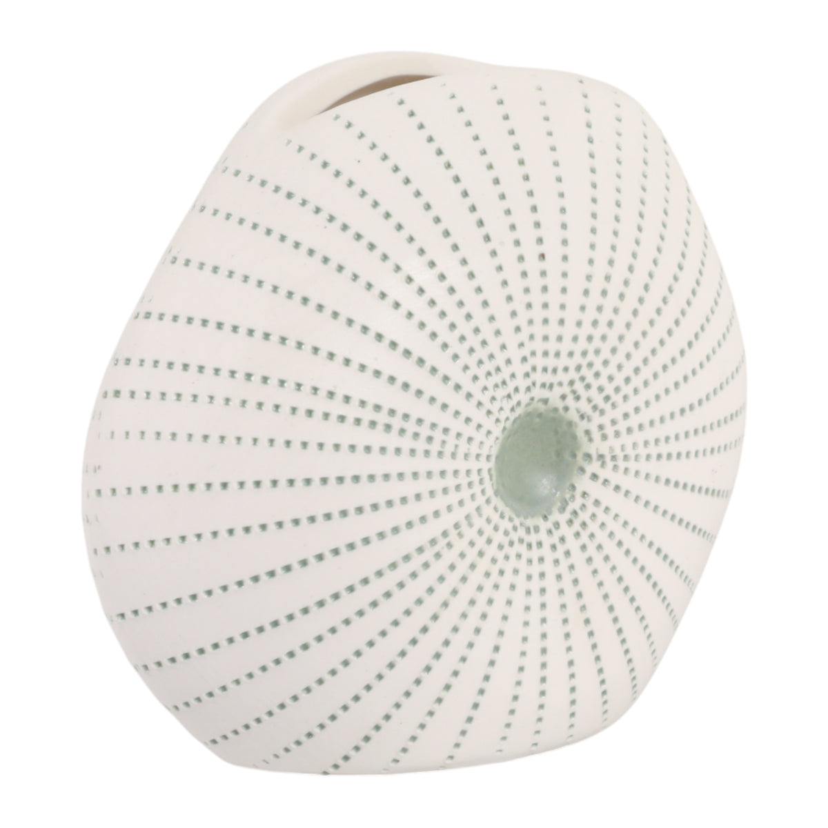 Lochford Green/White Round Dotted Shell Bud Vase
