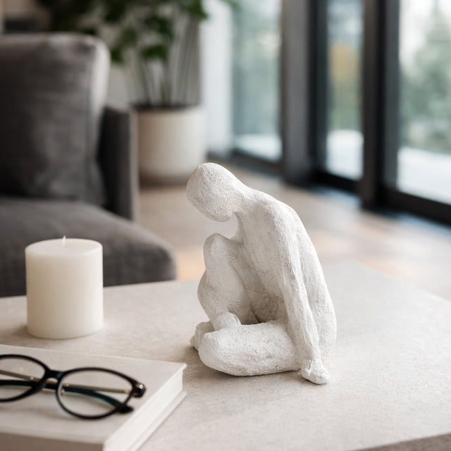Coarsegold White Rough Texture Contemplating Figure