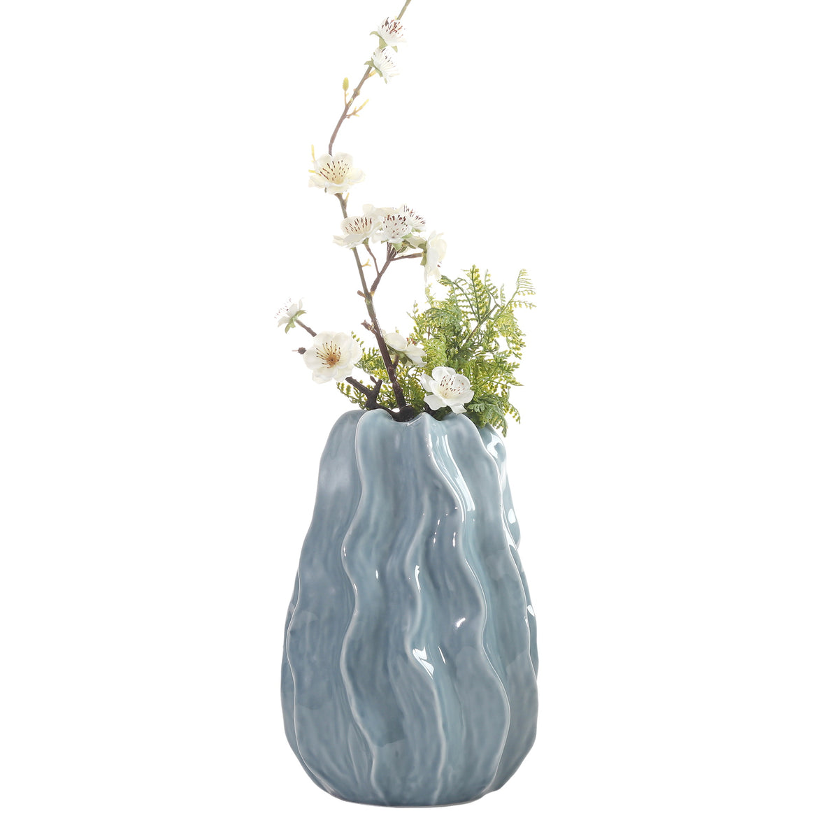 Orick Light Blue Wavy Urchin Vase
