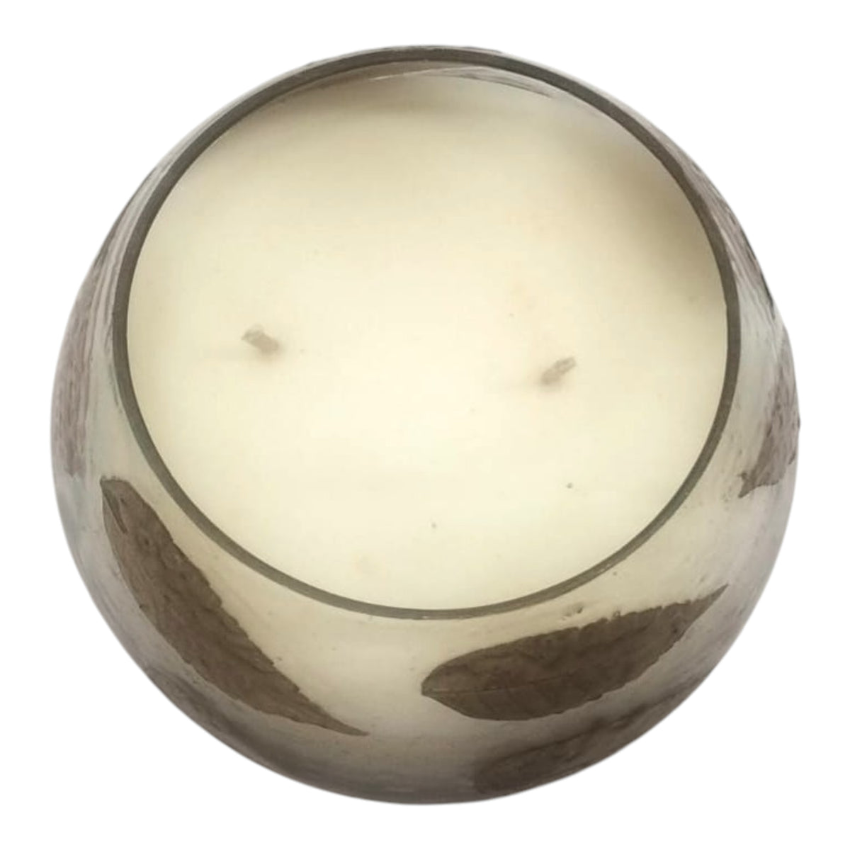 Mentone Brown/Clear Vanilla Pressed Leaf Candle