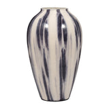 Camphora Black/White Glass Striped Vase