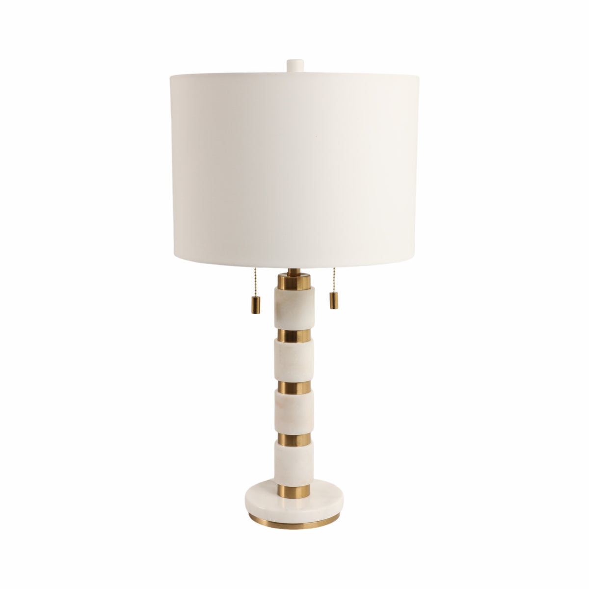 Plainview White/Gold Stacked Marble Lamp with 2 Pulls