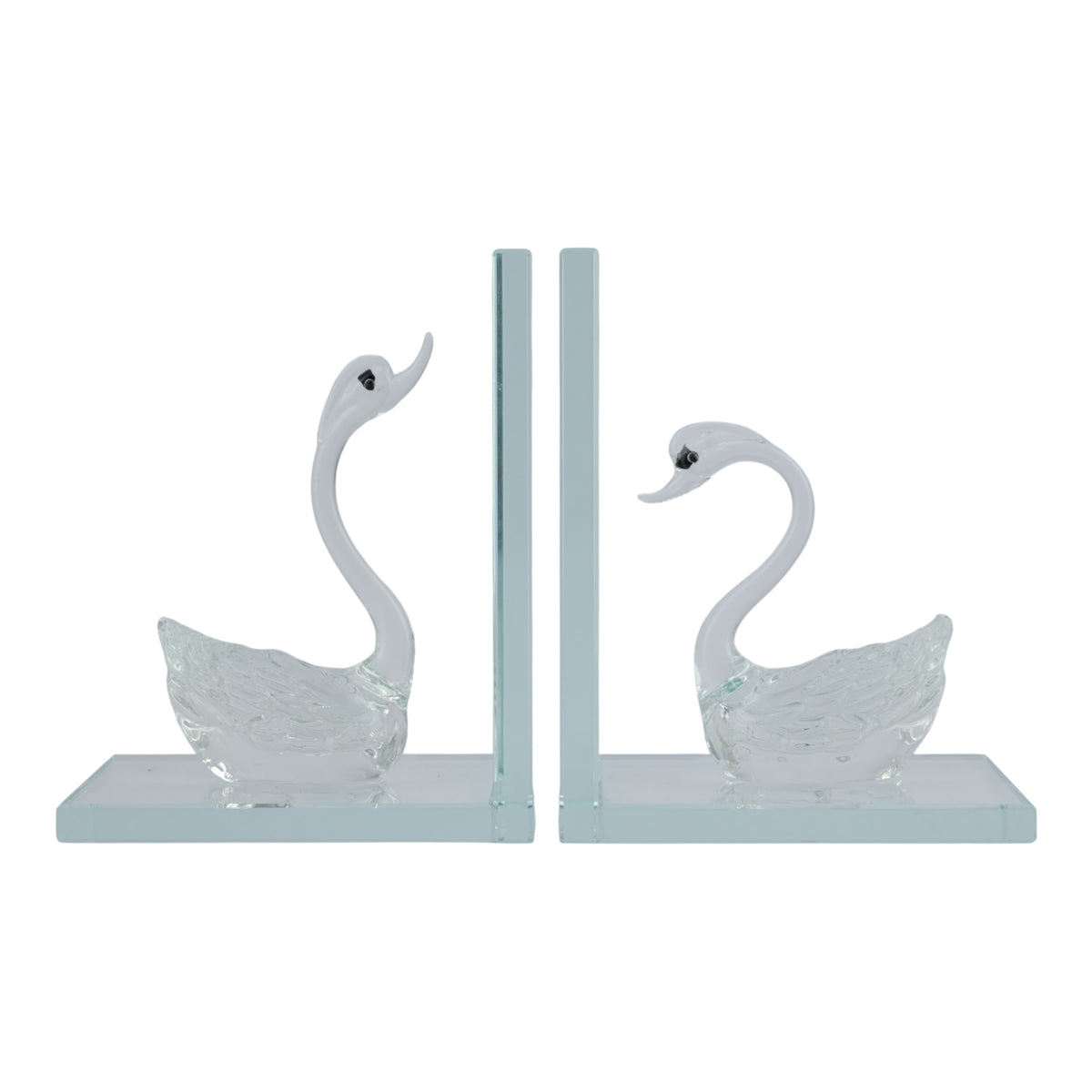 Midvalley Clear Swan Bookends (Set of 2)