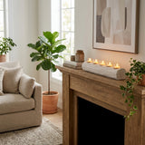 Shrub White/Tan Wood Log 5-Cup Tealight Holder