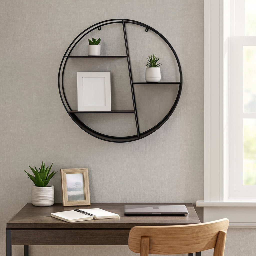 Harrington Black Metal 4-Layered Round Shelf