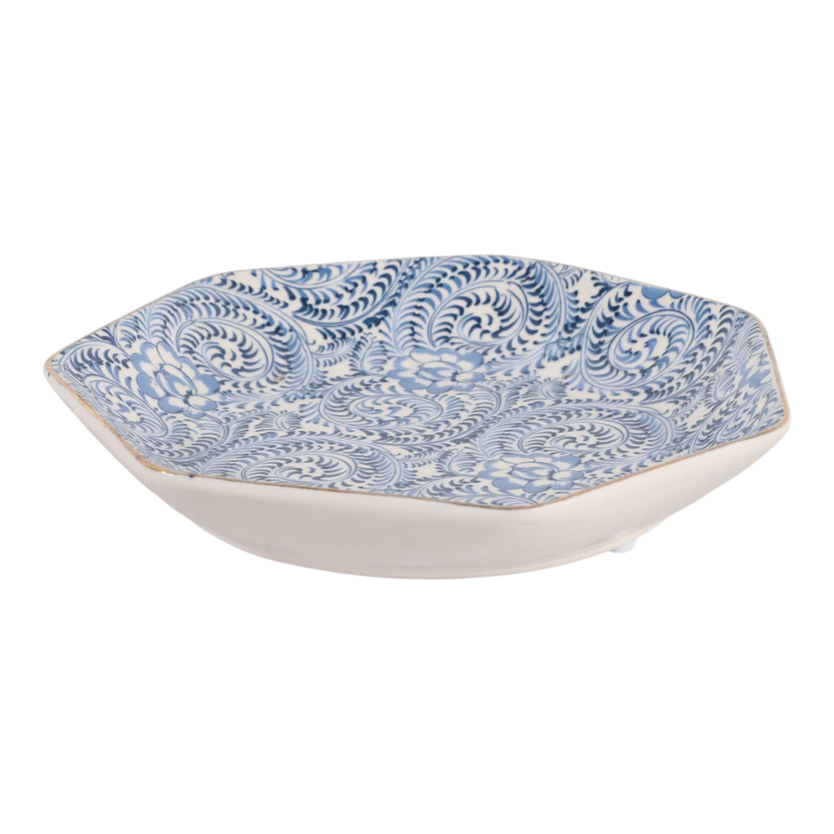 Asylum Blue/White/Gold Decorative Chinoiserie Plate