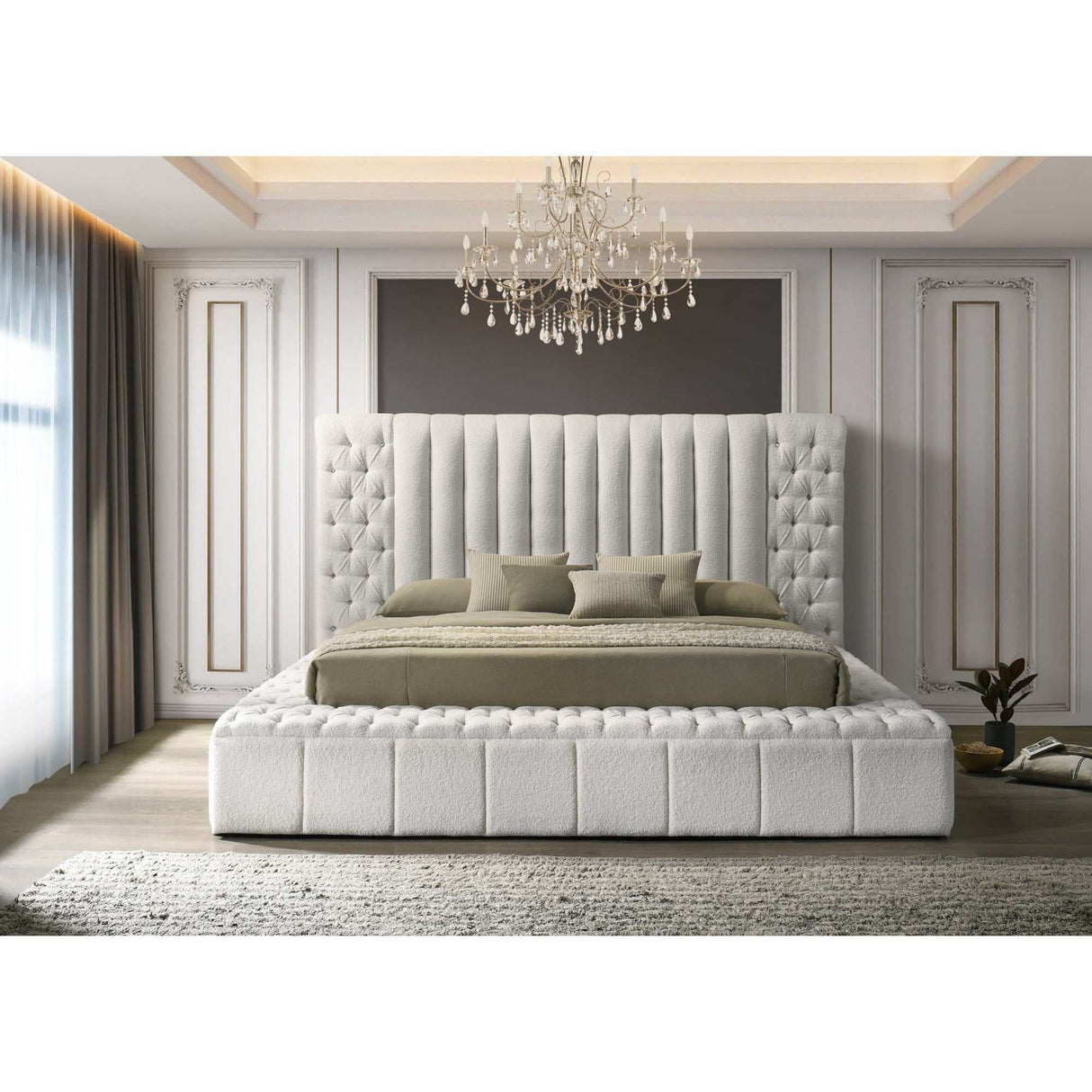 Danbury White Boucle King Storage Bed - Ornate Home