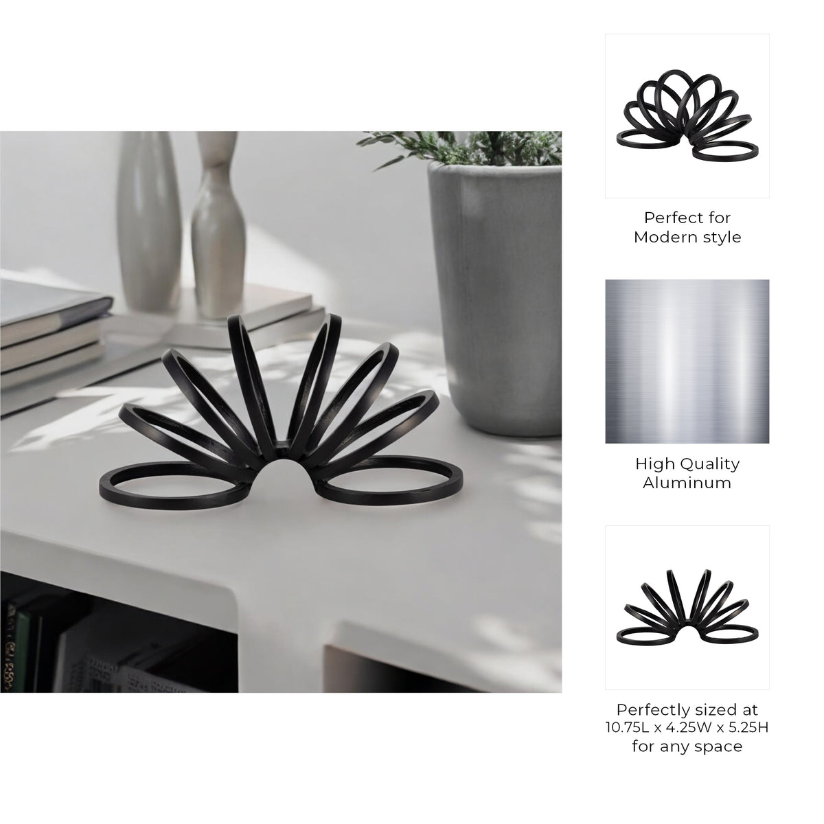 Colusa Black Metal Slinky Ring Decor