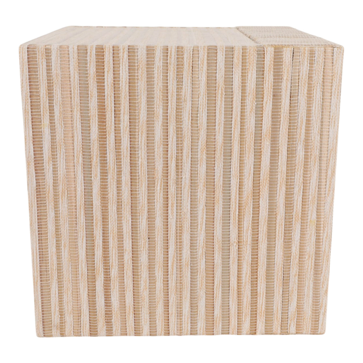 Almond Ivory/Tan Large Raffia Jewelry Box with Mirror