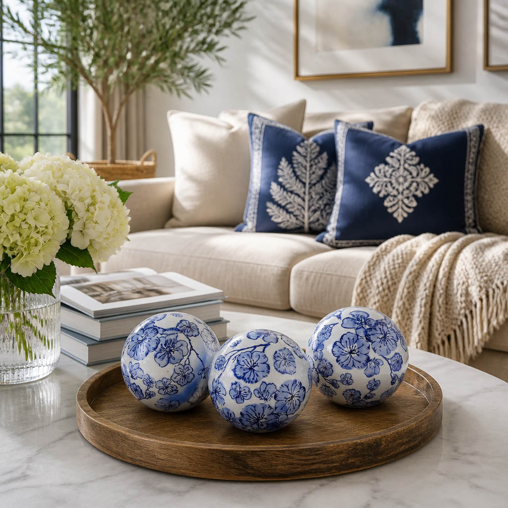 Hewittfield Blue/White Orbs (Set of 3)