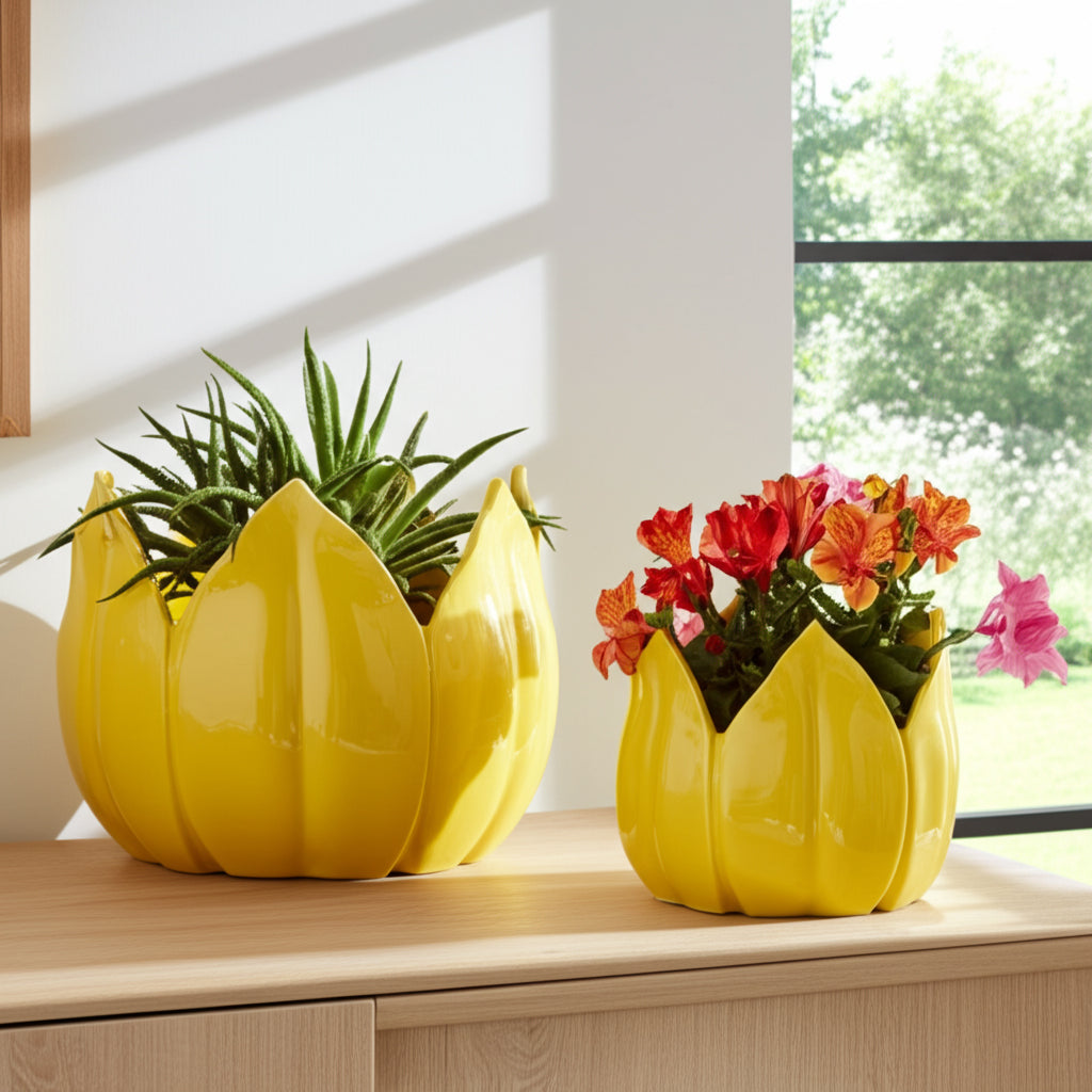 Gentrywind Yellow Planters (Set of 2)