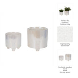 Silverado Ivory Iridescent Line Footed Planters (Set of 2)